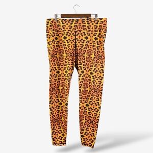 GRRRL Sam Leggings Orange Tiger Animal Print High Waist, Fits XL-2X Athleisure